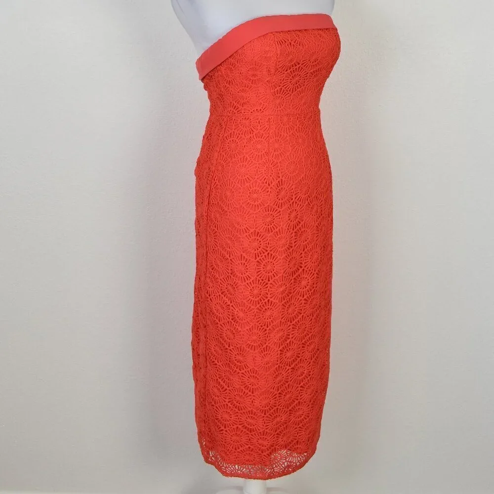 Lulu's Chic Intent Bright Red Crochet Textured Strapless Midi Dress NEW - XS - Picture 9 of 10